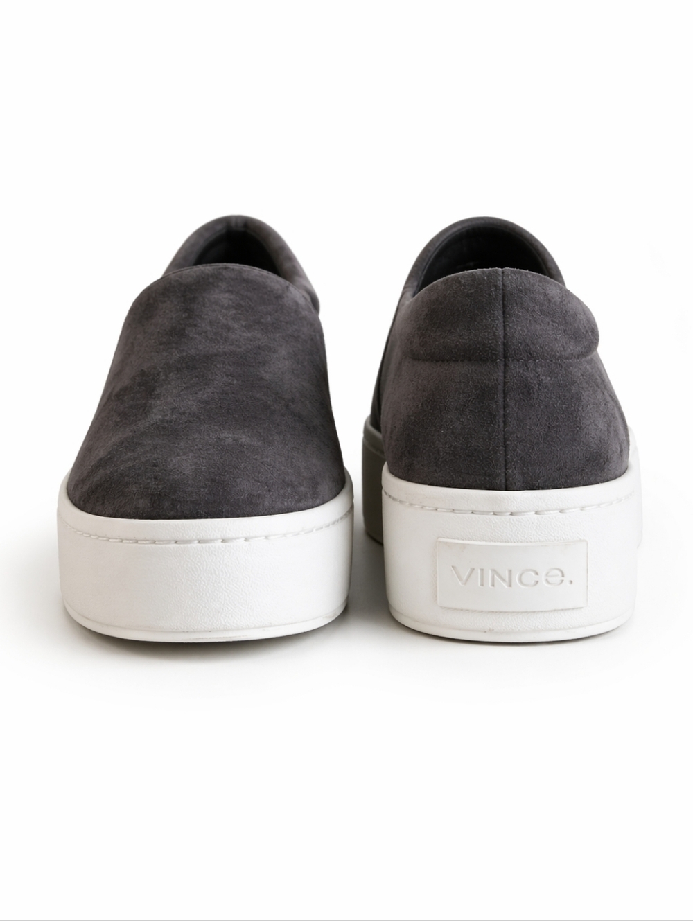 VINCE Gray Suede Platform Slip-On Sneakers Sz 39 (US 8.5–9) Minimal Luxe Casual - Picture 7 of 15